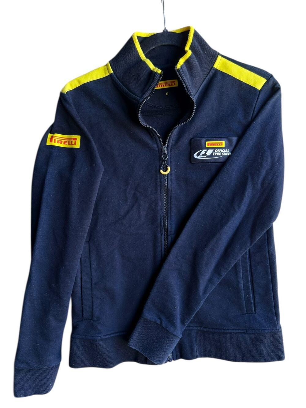 Men's Navy Blue Lightweight Zip Jacket with Yellow Accents